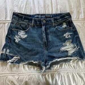 American Eagle Outfitters Women's Distressed Blue Denim Shorts